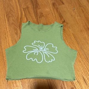 Simple crop top green and white